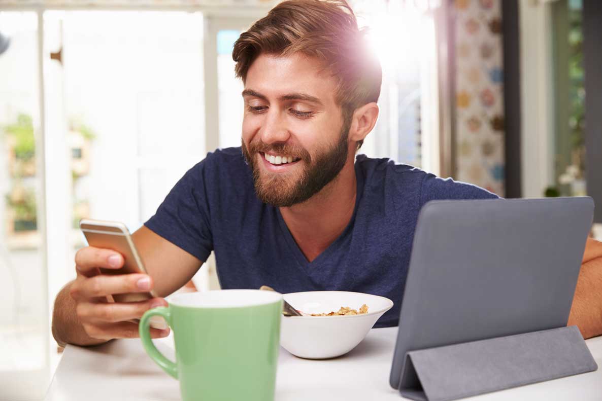 Everything a tech man need on a breakfast